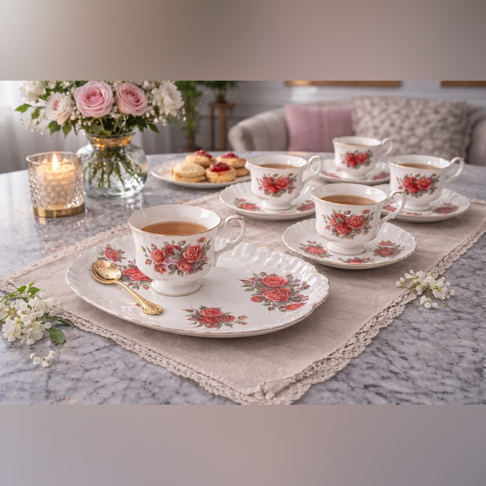 Royal Albert “Centennial Rose” Tea Set – Bone China England 🌹